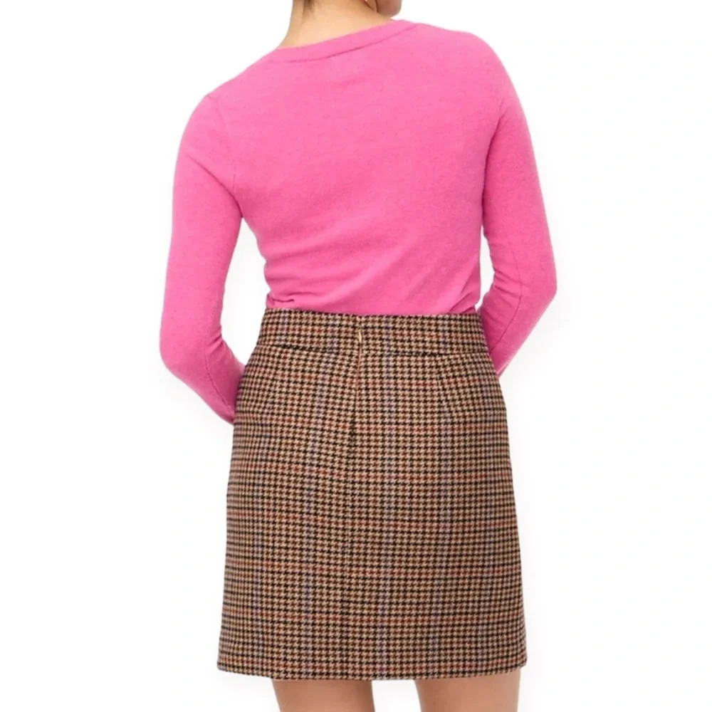 NWT J. Crew Wool Houndstooth Pencil Skirt size women’s 10 - brown tan